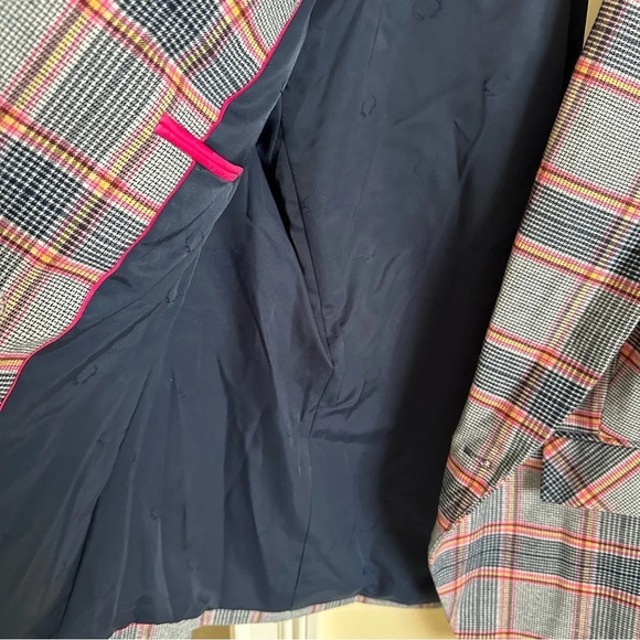 NWT Biltmore Women’s 14 Glen Plaid Double Breasted Blazer Jacket Navy Career New - Picture 6 of 7